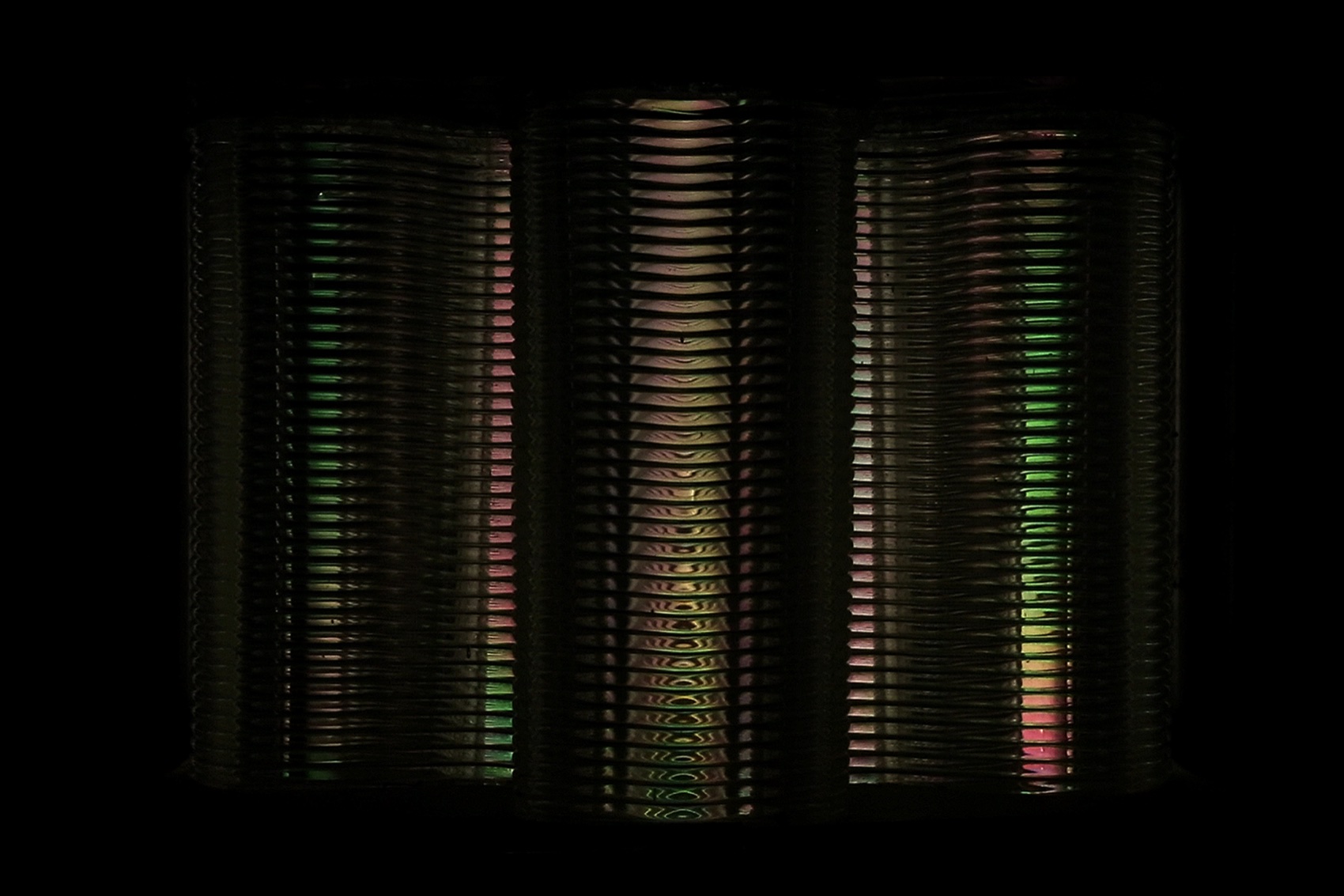 A printed glass wall under raking evaluation light